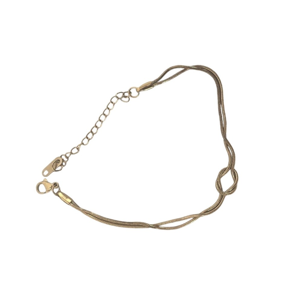 Bracelet Women Love Knot Double Snake Chain Gold Tone 6-8in